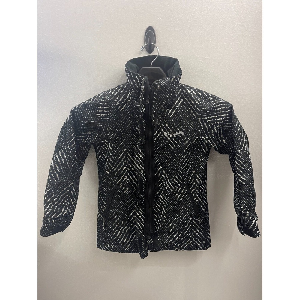 Columbia Interchange Omni-Heat Jacket Black White Chevron Youth Small 7/8 WG1120
